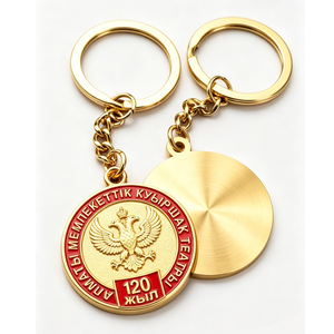 Custom 120th Anniversary Zinc Alloy Hard Enamel UV Printing Gold Plated Double-Headed Eagle Commemorative Keychain <b>Brushed</b> <b>Back</b> - Product Image 3