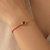Joyería para Mujer, Nuevo Estilo Chino, Incrustaciones de Circonita, Cadena de Cuerda Roja, Brazalete Combinado, Chapado en Oro de 18K, Estilo Simple para Parejas