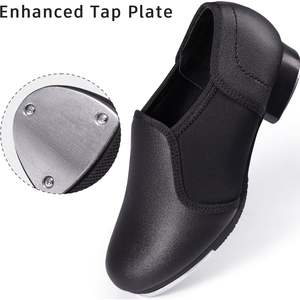 Chaussures de claquettes Dynadans pour filles, unisexes, en cuir PU, élastiques, à enfiler, talon plat pour la danse - Product Image 3