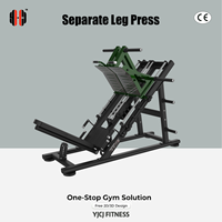 Presse à jambes indépendante à double rail avec plaques de pieds séparées, supports d'épaules et poteaux de chargement latéral pour salles de sport commerciales