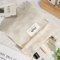 100% coton maille filet sac pour savon shampooing Logo personnalisé imprimé Portable cordon bébé chaussettes lavage déjeuner coton maille pochette