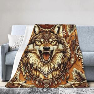 Assorted Print Moonlit Wolf Flannel Blanket <b>Throw</b> Blanket Nap Blanket <b>Super</b> <b>Soft</b> Machine Washable for Winter Warmth Custom Print - Product Image 2