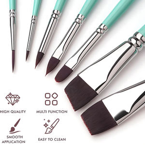 Pinceaux de peinture acrylique personnalisés en poils synthétiques de qualité supérieure Fontainebleau, pinceaux plats, angulaires et ronds pour le maquillage du visage, 7 pièces/ensemble - Product Image 3