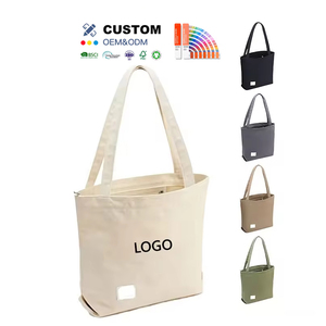 Nhà sản xuất của khuyến mãi tùy chỉnh in vai duy nhất vải bông mua sắm Tote Túi tái chế túi và dây kéo - Product Image 1