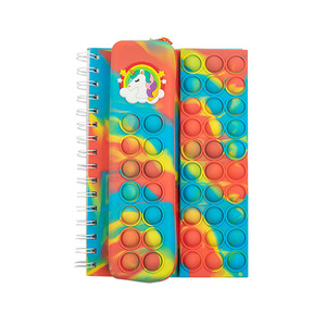 Nouvelle <span class=keywords><strong>trousse</strong></span> à crayons A5 2 en 1, couleur arc-en-ciel, compression, bobine <span class=keywords><strong>de</strong></span> bulles, silicone, carnet pour étudiant - Product Image 2