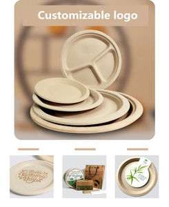 Assiettes jetables en fibre de bambou biodégradables, écologiques, résistantes à la graisse et compatibles micro-ondes, personnalisables, de 5, 6, 7, 8, 9 et 10 pouces, pour mariage - Product Image 6