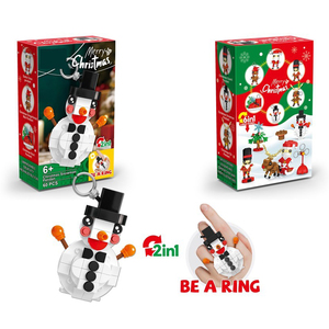 6 Styles de Pendentifs Blocs de Construction de Noël 2-en-1 Convertibles en Porte-clés et Bague, Jouet Briques à Assembler Soi-même pour Cadeau de Noël Enfant - Product Image 4