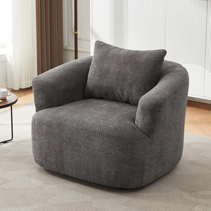 Fauteuil pivotant à 360°, design moderne, revêtement imperméable et écologique, avec coussin décoratif pour salon - Product Image 1