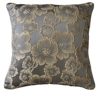 Housse de coussin personnalisée en usine, motif floral tridimensionnel moderne, housse de coussin de luxe en jacquard métallique double face