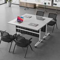 Tables et bureaux d'entraînement pliables et mobiles avec roulettes, ensemble de chaises connectables - Mobilier de bureau et de salle de classe moderne et multifonctionnel