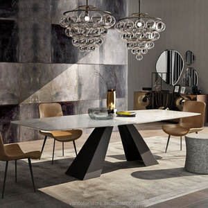 Artificielle Marbre Français <span class=keywords><strong>Italien</strong></span> Dubaï Blanc Gris Rectangle De Luxe 6 8 12 10 places table à manger ensemble - Product Image 2