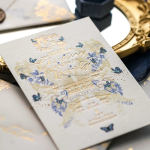 Carte d'invitation pour mariage, modèle 465, impression offset personnalisée avec logo, papier coton, estampage à chaud - Product Image 5