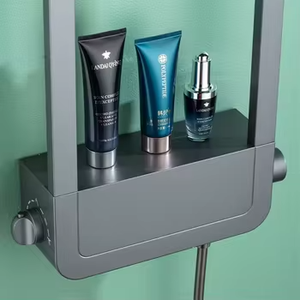 <span class=keywords><strong>Grifos</strong></span> termostáticos modernos de lujo de 3 funciones montados en la pared Grifo de baño pulido con acabado de latón Gris Bronce bronce suave - Product Image 4