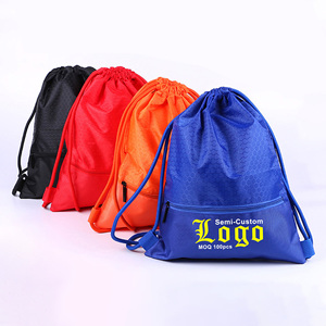 LDSC Wholesale 600D Polyester Zipper Drawstring Bags Custom Promotional Cord Closure Drawstring Backpack Bag for Sports Camping