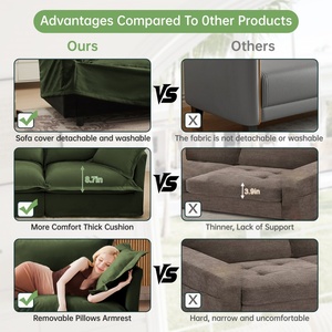 <span class=keywords><strong>Canapé</strong></span> décontracté 2 places rembourré de style nordique minimaliste rétro <span class=keywords><strong>pour</strong></span> salon - Product Image 5