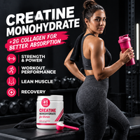 Créatine monohydrate pour femmes avec collagène et BCAA, complément alimentaire en poudre pour la santé musculaire, les cheveux, la peau et les ongles
