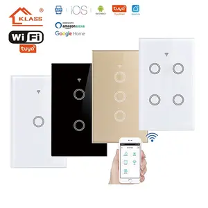 Klass Hoge Kwaliteit Eu Uk Standaard Indoor 110-250V 10a Google Alexa Wifi Zigbee Touch Glas Smart Home Wandschakelaar