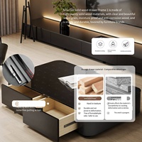 Meuble TV moderne noir haut de gamme en bois pour salon, idéal pour petits appartements, design étroit et sur pied
