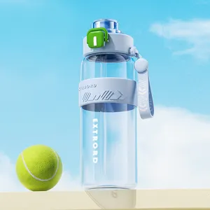 Özel çevre dostu 800ML 1280ML plastik bardak açık spor çift içecek musluğu spor saman ile amerikan su şişesi silikon