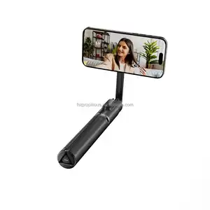 TELESIN 1.3m Retractable Magnetic Remote Control Selfie Stick with all in one alloy tripod for iPhones can add fill light