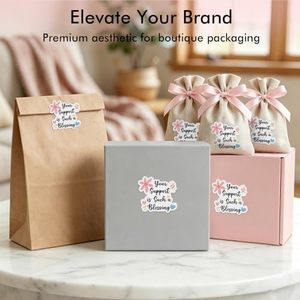 Blessing Stickers 500Pcs Decor Sealing Labels For Small Online Retailers Bakery Shop Mail <b>Envelope</b> <b>Gift</b> <b>Box</b> Packaging Decoration - Product Image 2
