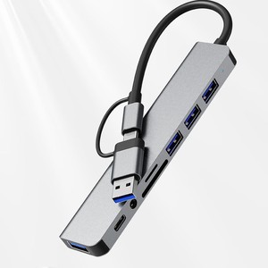 Type <b>C</b> 8 In 1 Hub With Sd Card Reader Aluminum Alloy Multi Port <b>Usb</b> 3.0 Adapter For Laptop Computer - Product Image 5