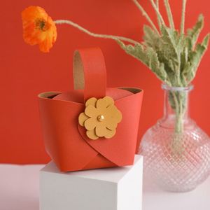 <b>Creative</b> Wedding Candy Box Bag with Embossed Design PU Leather Portable for Promotional <b>Gifts</b> - Product Image 2