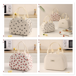 Lunch Bag Beige Heart Beige Plum Blossom Insulation Portable For Work School Outdoors - Product Image 1