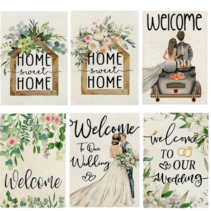 Bandiera da Giardino 'Benvenuti Sposi' con Sposa e Sposo, Bandiera per <span class=keywords><strong>Auto</strong></span> Nuziale, Decorazione per Festa di Matrimonio all'Aperto - Product Image 5