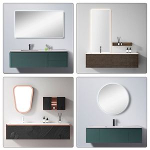 Mueble de Baño Moderno de Pared, Mueble de Baño con Espejo, Color Marrón Pintado, en Oferta - Product Image 6