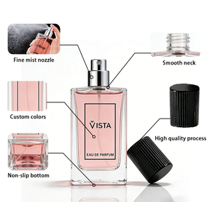 Flacon de parfum carré de luxe 50 ml avec capuchon portable et pulvérisateur à pompe, atomiseur <span class=keywords><strong>en</strong></span> <span class=keywords><strong>verre</strong></span> de luxe <span class=keywords><strong>pour</strong></span> le sommeil - Product Image 5