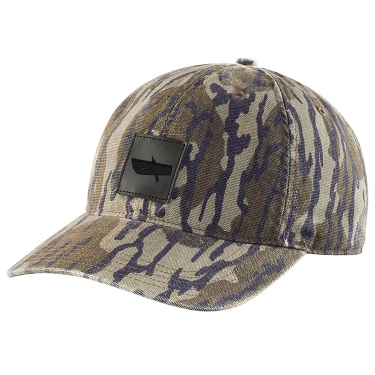 Topi camo berkualitas tinggi dengan logo kustom tambalan kulit