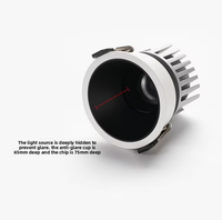 Spot LED Encastrable Anti-Éblouissement 7W/10W/12W Source Lumineuse COB IRC 98 Corps en Aluminium Angle de Faisceau 12-36° Nouveau Style Chinois Moderne
