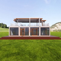Villa conteneur préfabriquée en acier à assemblage facile, type kit, pour extérieur, modulaire, 3 chambres avec 2 salles de bain, maison conteneur, chambre d'hôtes
