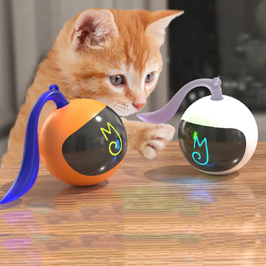 Hot Sale Puzzle Interactive Electronic USB Charge Smart Cat Toy Healthy Pet Toy Ball With LED Light