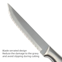 Couteau à steak durable en acier inoxydable avec manche creux confortable bords dentelés tranchants facile à couper la viande antirouille