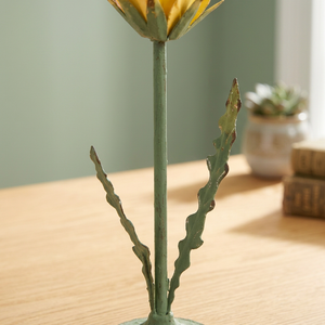 Iron Flower <b>Candle</b> Stand with <b>Pink</b> Yellow Bloom Green Stem Home Decoration Durable Metal Craft - Product Image 5