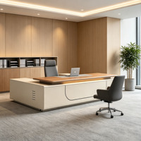 Meubles de bureau de luxe en forme de L pour PDG, bureau de direction moderne en bois, bureau de patron, bureau de direction, bureau d'ordinateur