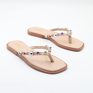 Sandalias Planas Abiertas con Pedrería para Mujer, Tallas Grandes 36-42, Estilo Nuevo, Simples, Chanclas de Playa - Product Image 4