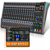 Nueva Consola de Audio Profesional PA16 de 16 Canales, Mezclador de Audio USB con Alimentación Phantom de 48V, Controlador de Metal Negro y Plástico para Interiores/Exteriores