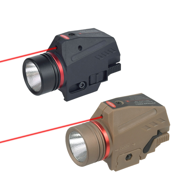 LAMBUL Outdoor Tactical Lamp Flashlight Combo Red Laser LED 150 Lumens 1913 Mount Scout Light Adjustable Constant Output Hunting
