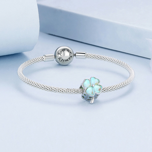 Charme en argent sterling 925 plaqué platine avec zircon, trèfle à quatre feuilles, compatible avec bracelet, <span class=keywords><strong>pendentif</strong></span> pour femme, accessoires de bijoux BSC733 - Product Image 6