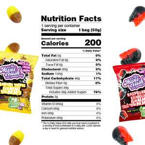 MiniCrush Fruta Frambuesa Fresa Agrio Dulce Sabor Mini Sueco Masticar Gummy <span class=keywords><strong>Candy</strong></span> Skull Shaped Chewy <span class=keywords><strong>Candy</strong></span> Bag - Product Image 5