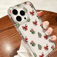 Coque de téléphone portable transparente antichoc avec nœud de Noël pour iPhone 14 15 Plus 16 17 18 Pro Max