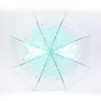 Parapluie semi-automatique transparent à motif floral, poignée personnalisable en couleur, matériau PV, vente en gros, disponible immédiatement