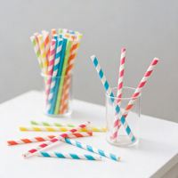 En stock, jolies pailles en papier biodégradables pour boissons, décoratives, en matériau naturel, couleur et motif personnalisés, pour fête d'anniversaire