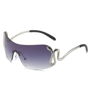 Gafas de Sol de metal con forma convexa Y2K Europea americana, diseño de serpiente Animal personalizado de una pieza con borde cruzado UV400 para hombres y mujeres - Product Image 3