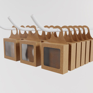 Caja <span class=keywords><strong>de</strong></span> Papel Kraft con Gancho <span class=keywords><strong>y</strong></span> Ventana, Empaque Portátil para Llevar Galletas, <span class=keywords><strong>Chocolate</strong></span> <span class=keywords><strong>y</strong></span> Pasteles - Product Image 1