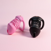 Nouveau dispositif de chasteté masculin en résine imprimée en 3D, cage à pénis creuse en plastique avec 4 tailles d'anneaux péniens, jouets sexuels pour hommes et garçons