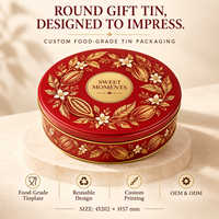 Grande boîte à biscuits ronde avec couvercle, conteneur métallique personnalisé imprimé pour emballage cadeau de chocolats et bonbons, vente en gros, usine OEM